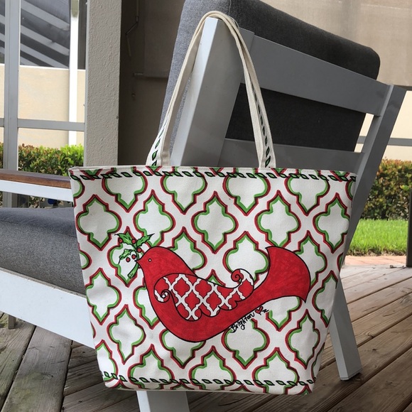Like new! - BRIGHTON Christmas Love & Joy Double Sided Canvas Tote Bag - Picture 2 of 13